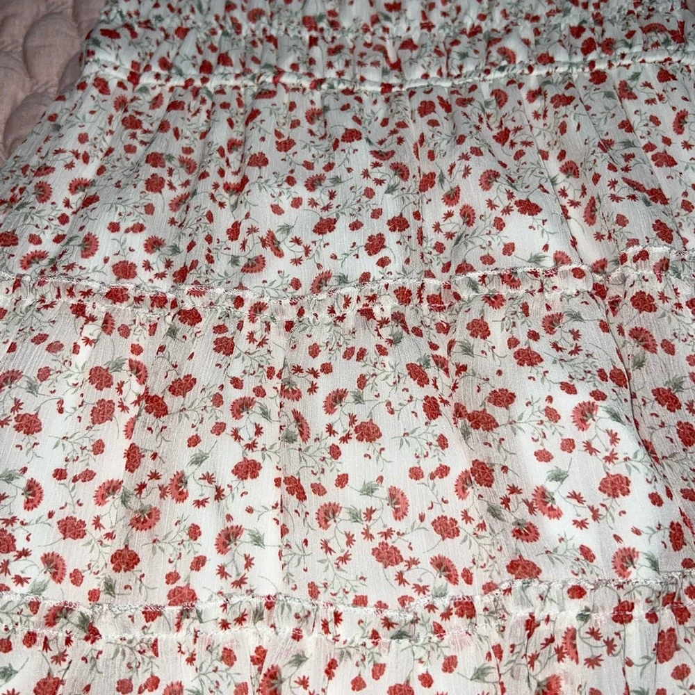 trixxi white ruffle tiered floral puff sleeve dress - Picture 7 of 8